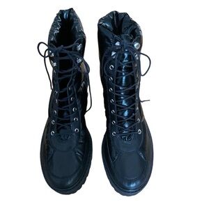 New Schutz Amaris Boots in Black Puffer Lace Up Hiking Size 8